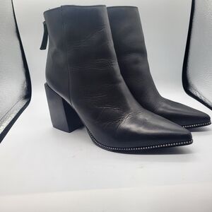 Steve Madden Olga Metal Studded Black Leather Ankle Booties